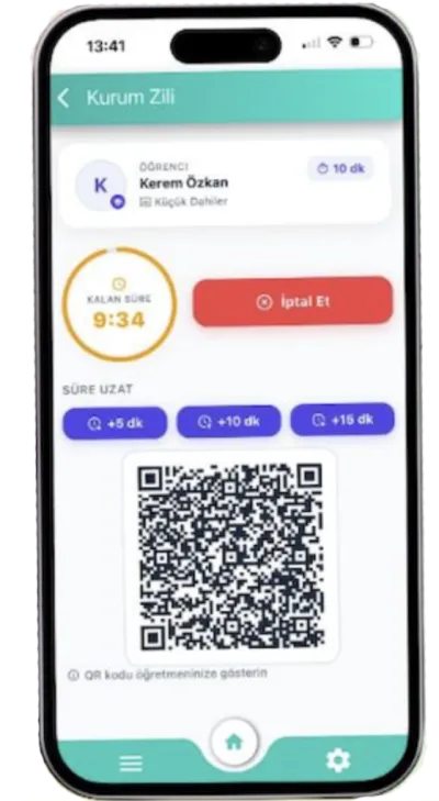 Veli mobil uygulama — karekod ile teslim