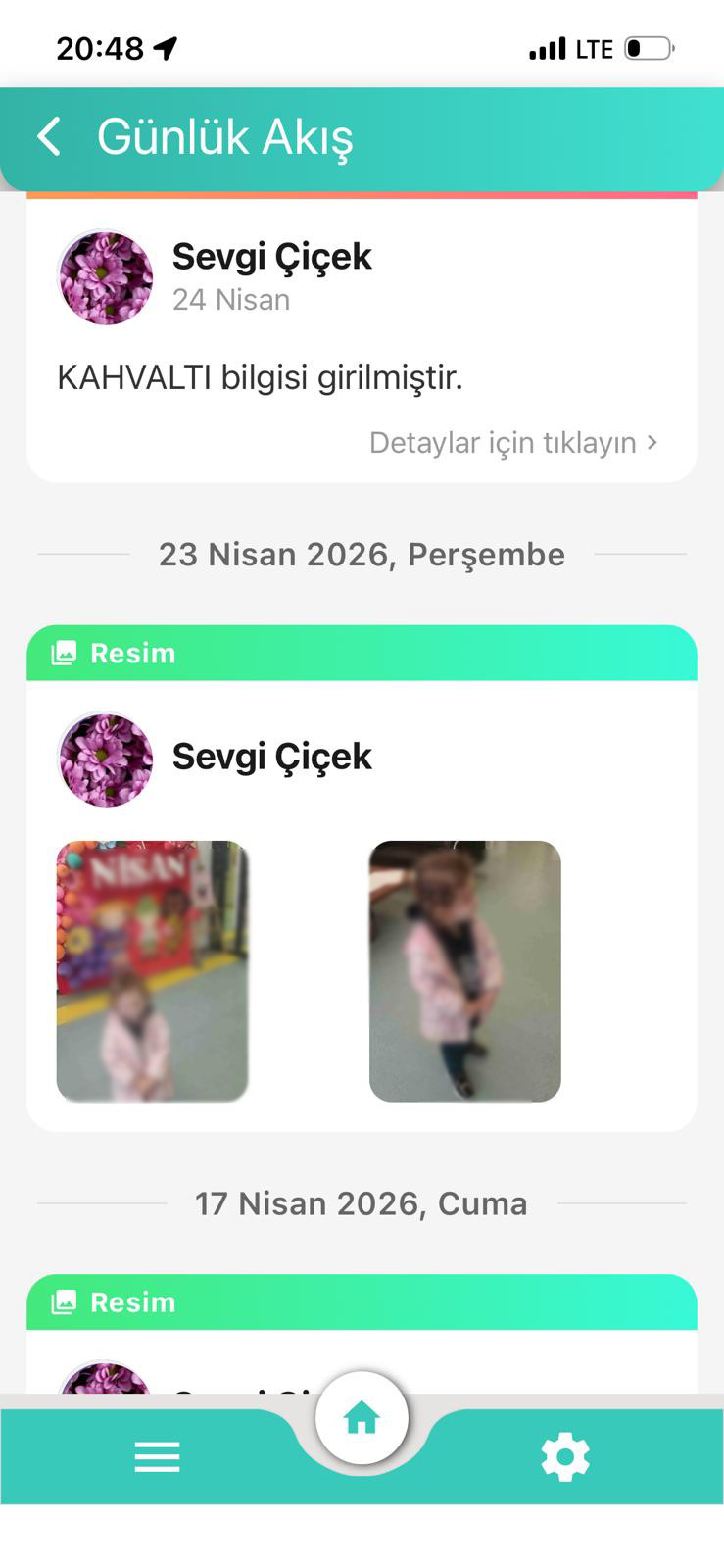 Öğretmen günlük işlem ekranı